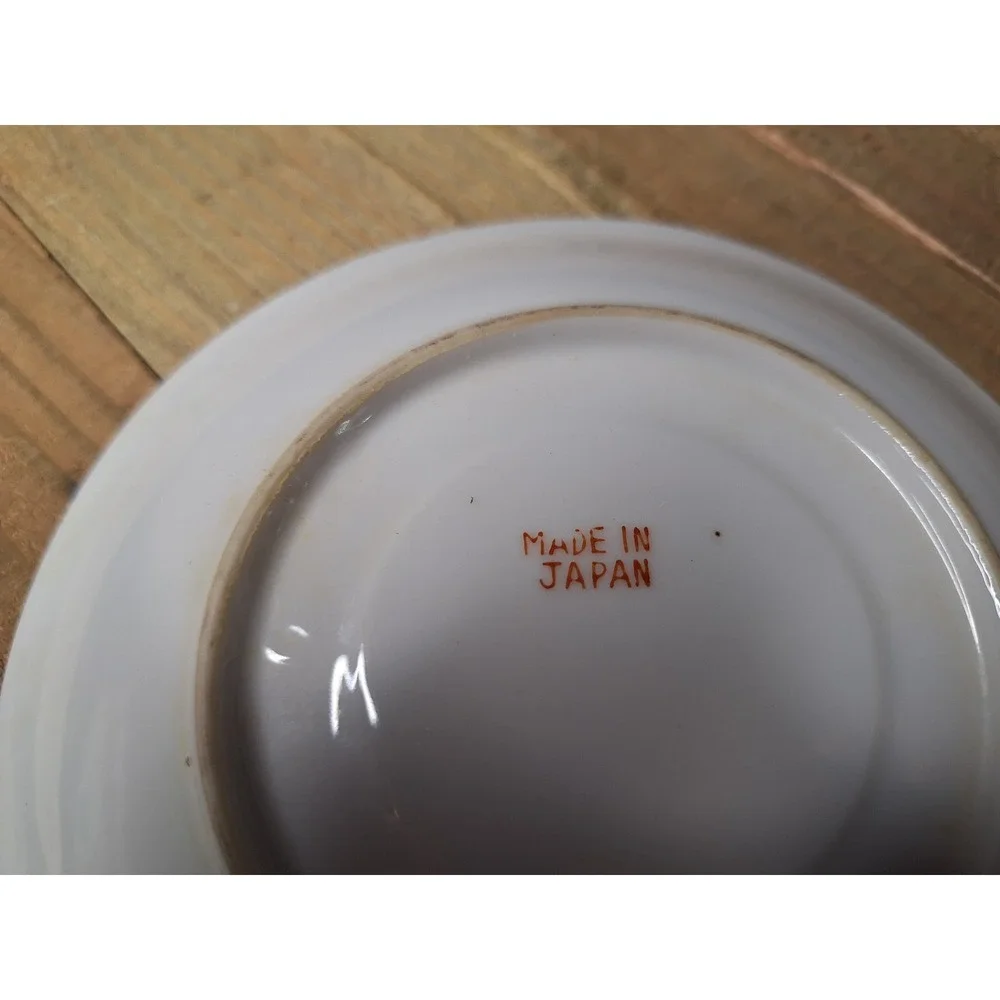 Vintage 1940's Made in Japan Lusterware Teacup and Saucer Maroon Gold Iridescent